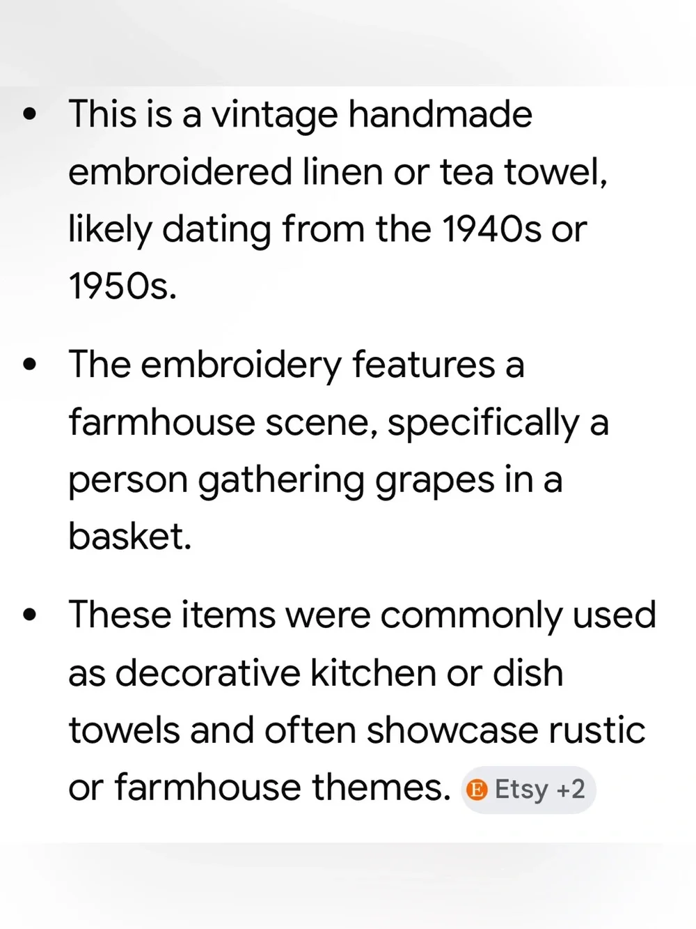 Hand-Embroidered Country Farm Scene with Figural Motif Tea Towel
